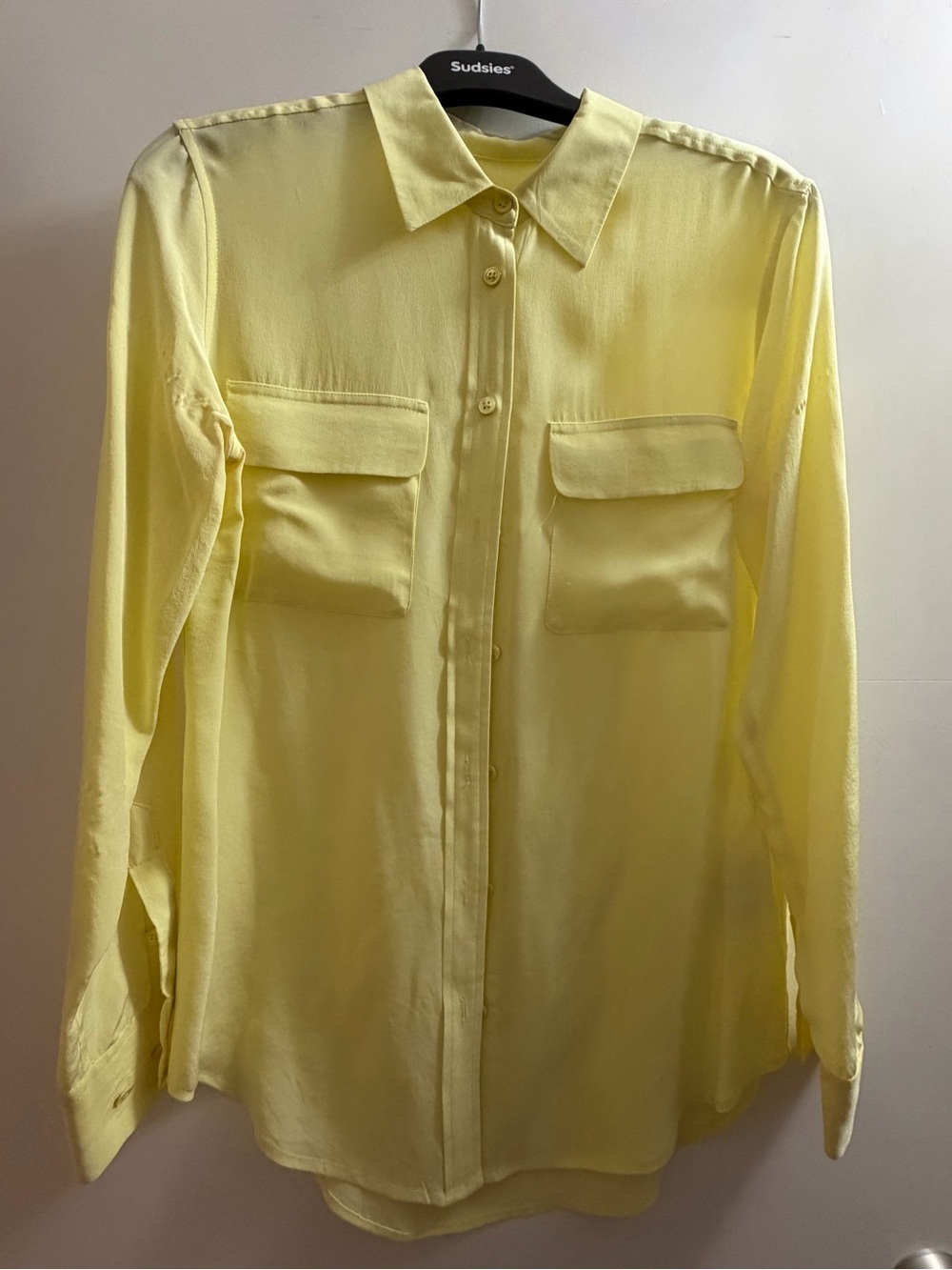 Equipment Pale Yellow Button-Down Shirt with Chest Pockets